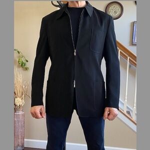 Armani Collezioni Y2K Vintage Jacket 2-Way Zipper Blouson Black Size 42R